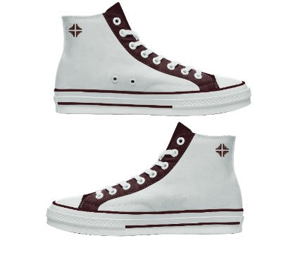 Sneakers - White w/Burgundy High-Top