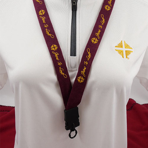 Lanyard: Burgundy w/Gold Jesus Is Lord!
