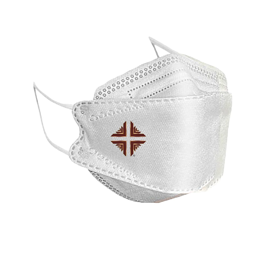 Mask: KF94 - WHITE w/Burgundy D&V Logo - INDIVIDUAL MASK