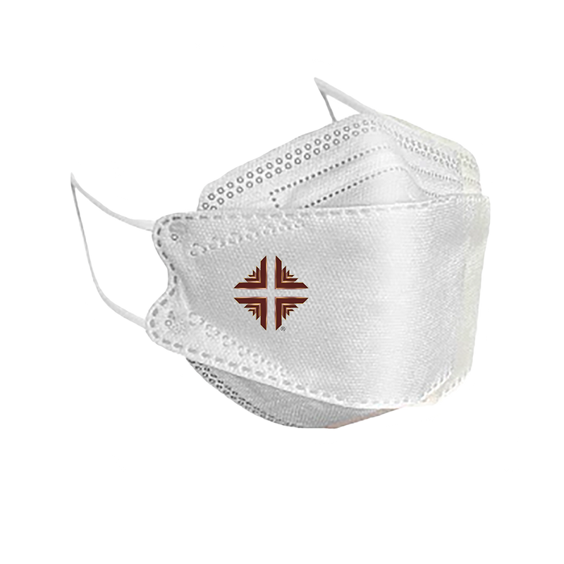 Mask: KF94 - WHITE w/Burgundy D&V Logo - INDIVIDUAL MASK