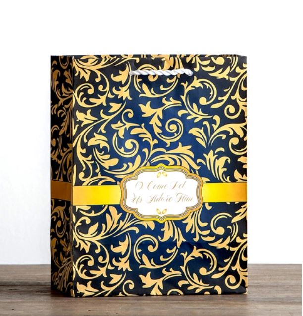 Christmas Bags: Gold Blue/Black Print
