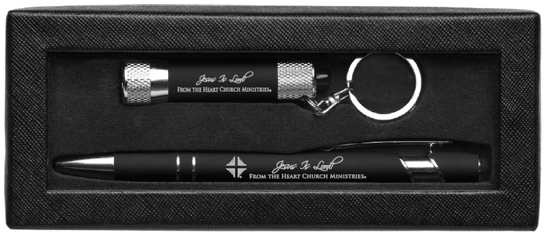 Pen/Flashlight-Keychain Set: Black