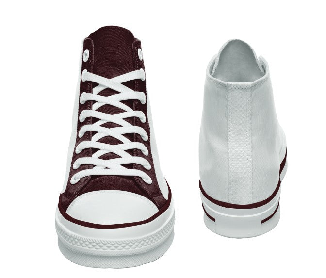 Sneakers - White w/Burgundy High-Top
