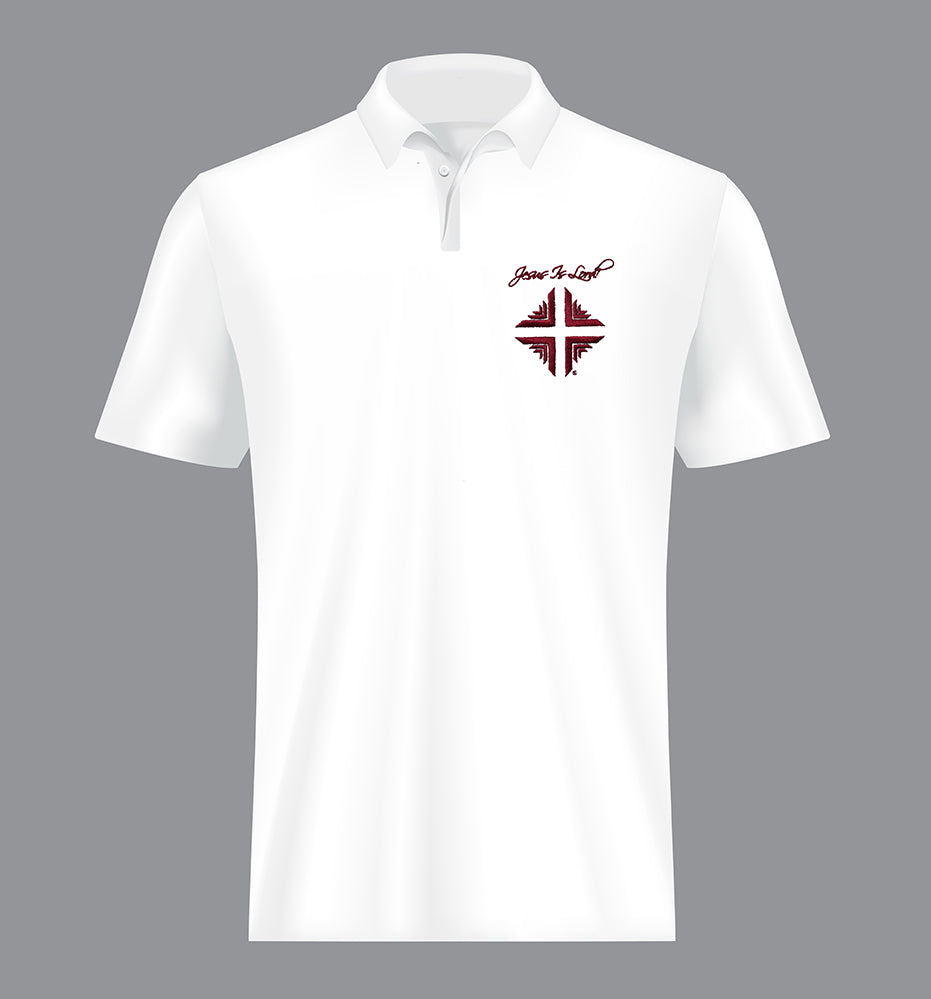 Polo: White w/Burgundy DV Logo