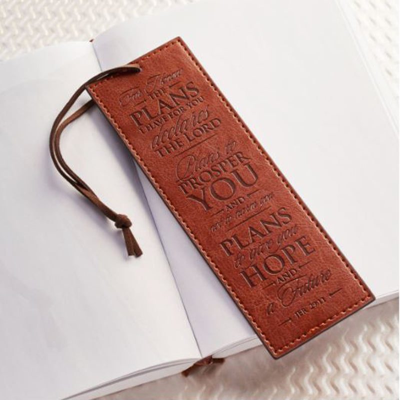 Bookmark: Brown Leather Bookmark - Jeremiah 29:11