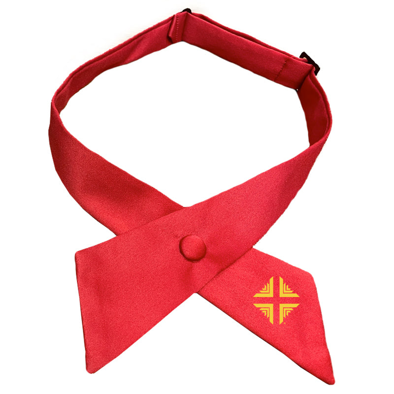 Cross Bow Tie: Red w/Gold D&V Logo
