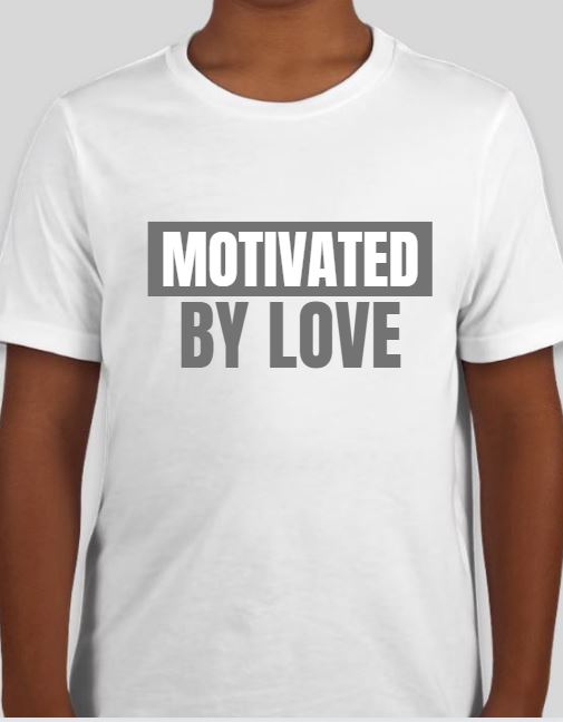 T-Shirt: MOTIVATED BY LOVE White/Gray - Youth