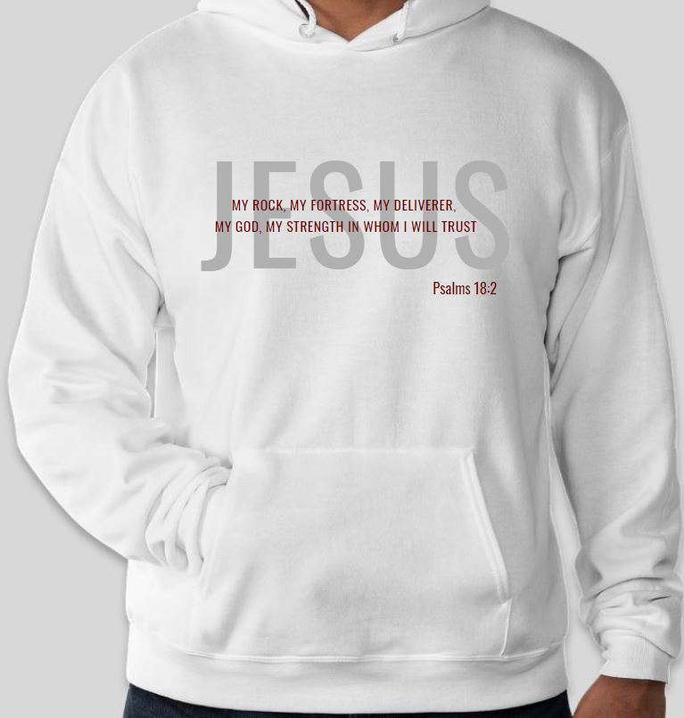 Hoodie: JESUS w/scripture White