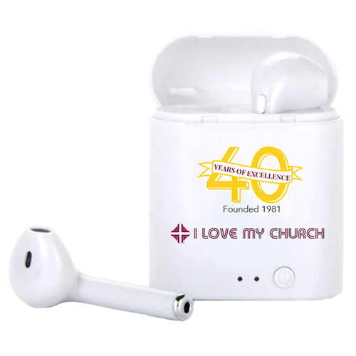 Earbuds:  I LOVE MY CHURCH White