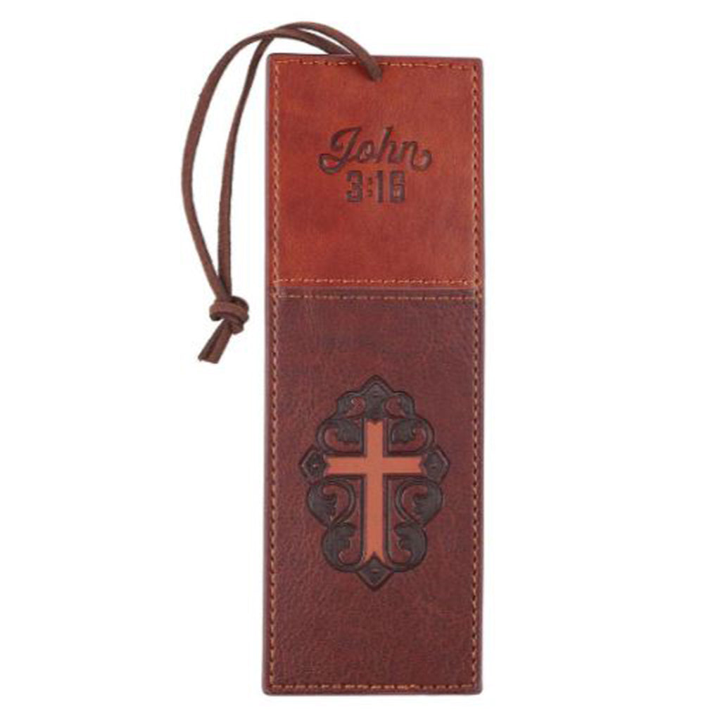 Bookmark: John 3:16 Collection Two-Tone Brown Leather